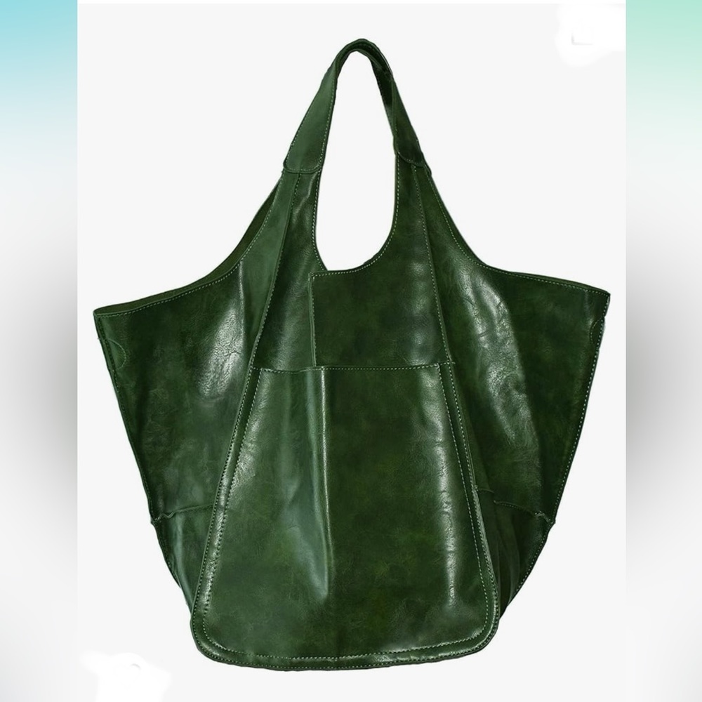 Chic Forest Green Leather Tote